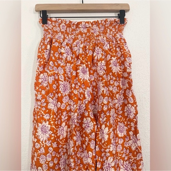 Maeve Orange Floral Wide-Leg Border Print Pants - Picture 5 of 11